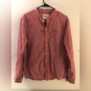 Banded collar shirt (red)